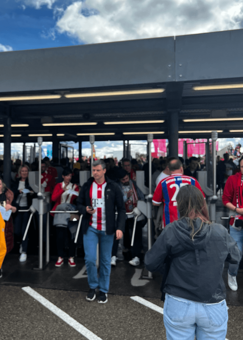 Bayern Munich fans scanning their tickets at allianz arena