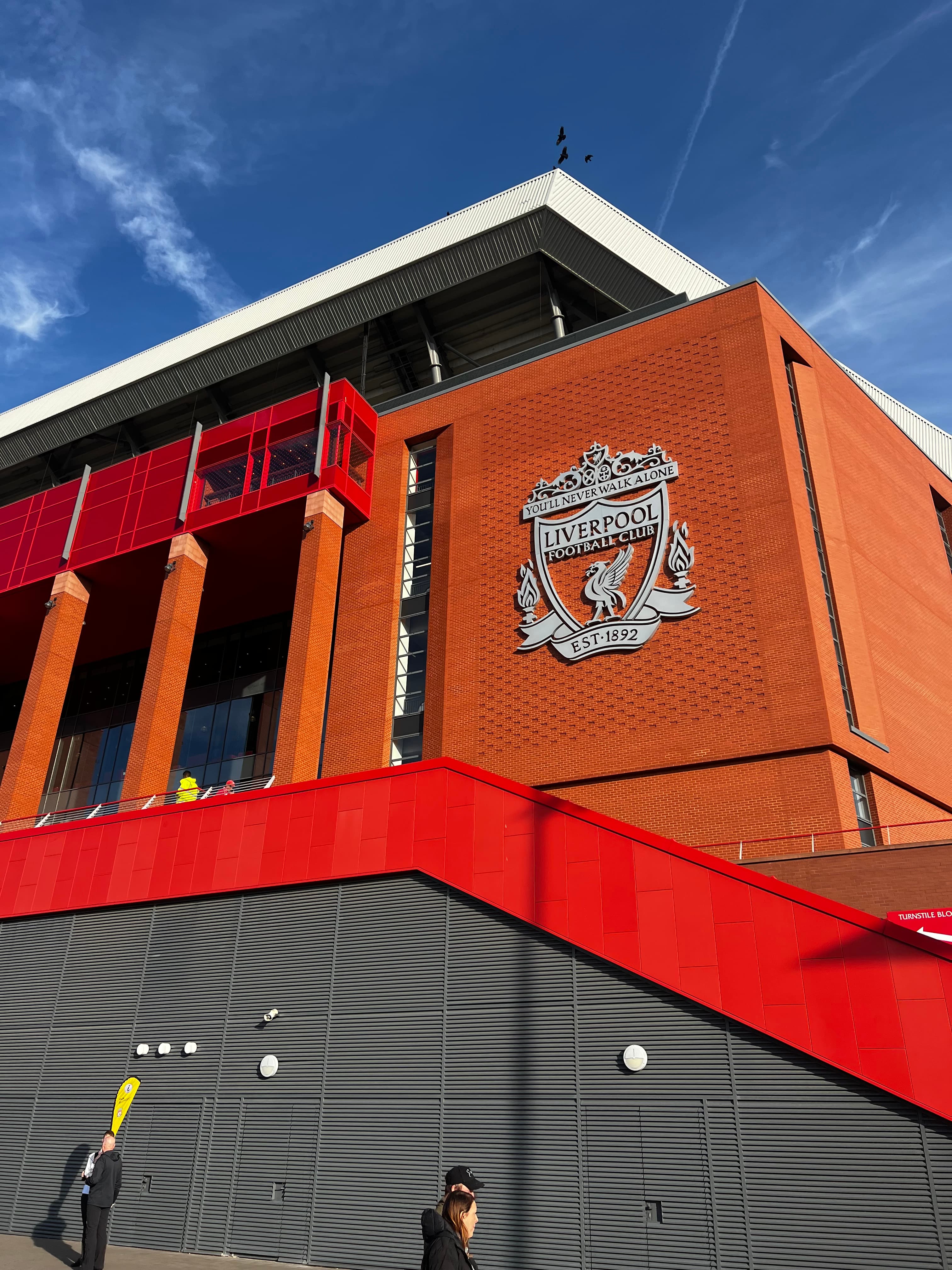 Outside view of Anfield Stadium, home of Liverpool FC