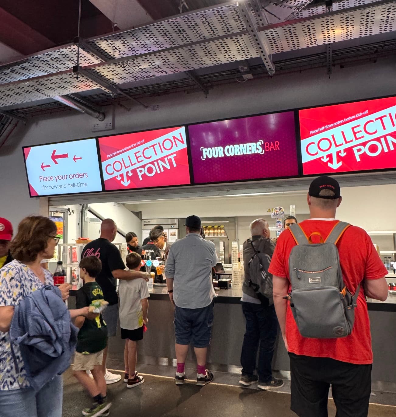 Food and drink collection point inside the Gtech Community Stadium on matchday.