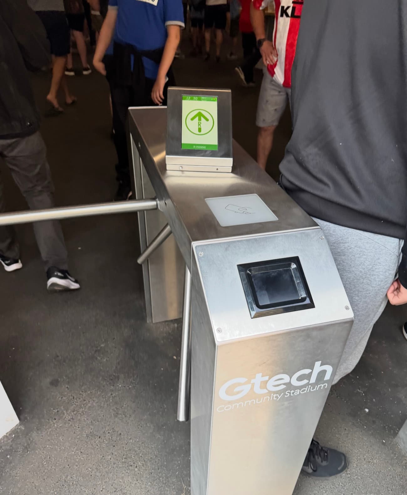 Turnstiles at the Gtech Community Stadium as fans enter for a Brentford match.