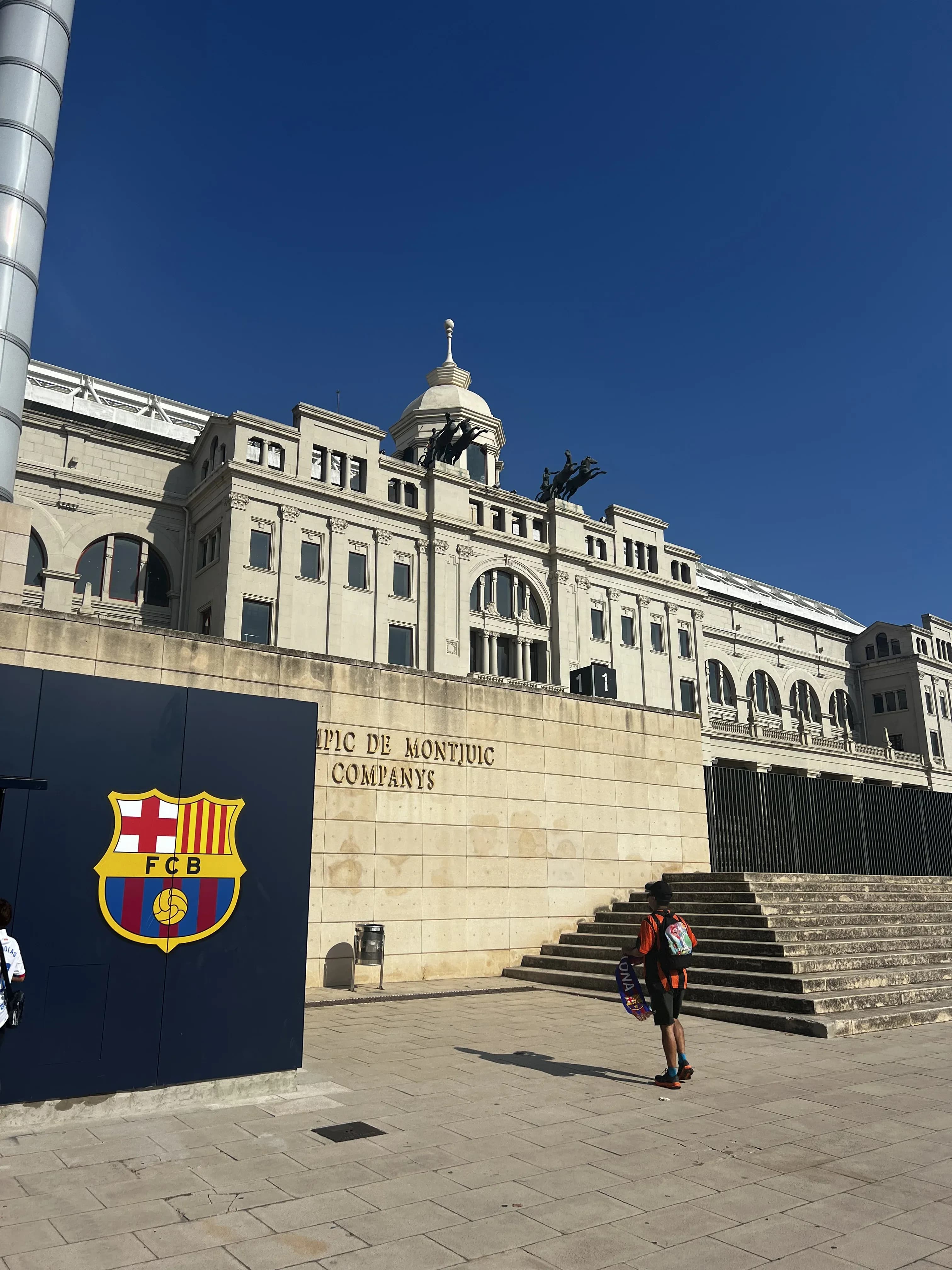 Olympic Stadium Montjuïc Companies building with FC Barcelona branding in Barcelona