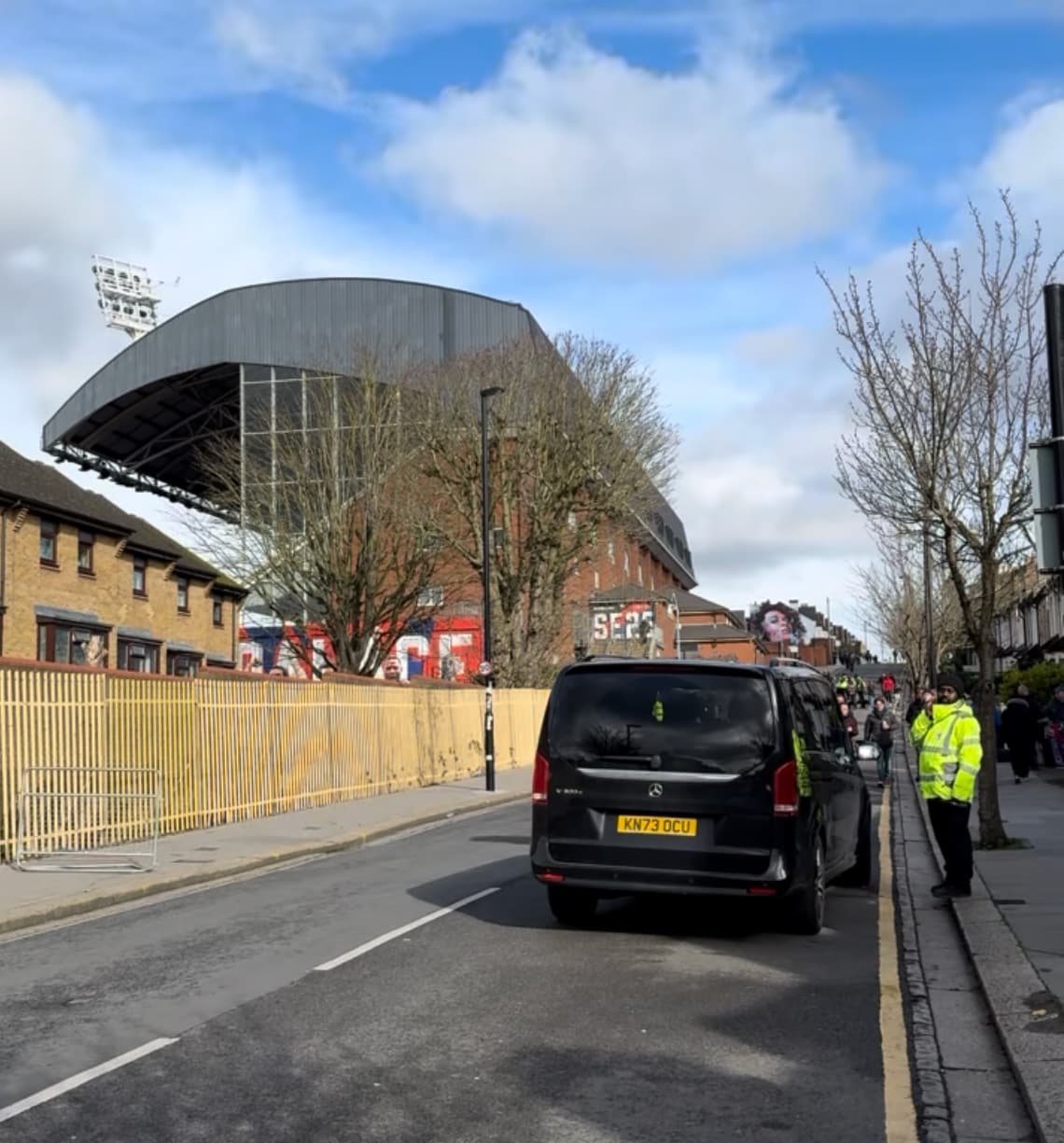Exterior view of Selhurst Park set within a residential London neighborhood.