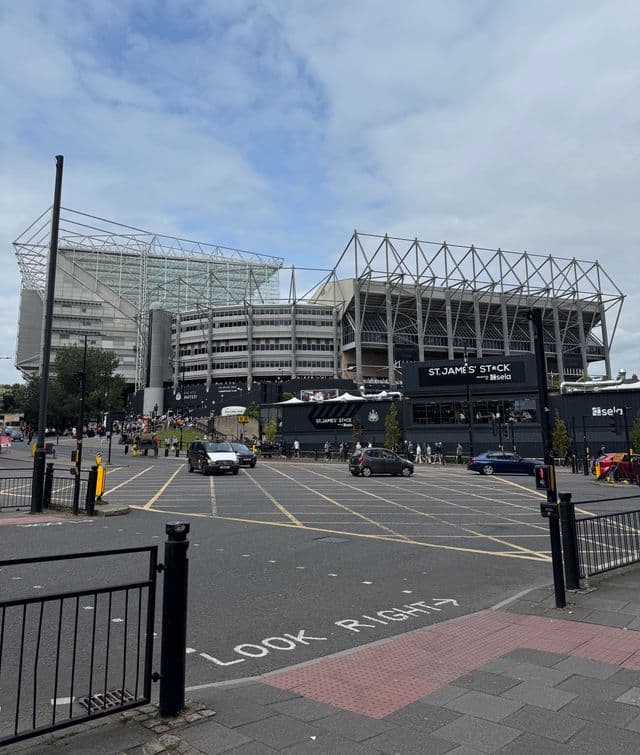 Exterior view of St James' Park in Newcastle