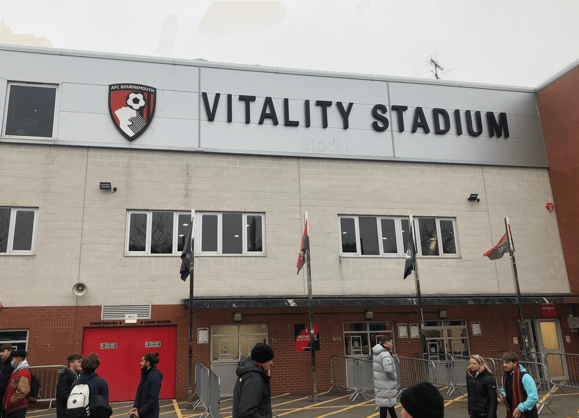 AFC Bournemouth Vitality Stadium exterior entrance matchday fans Premier League Dean Court